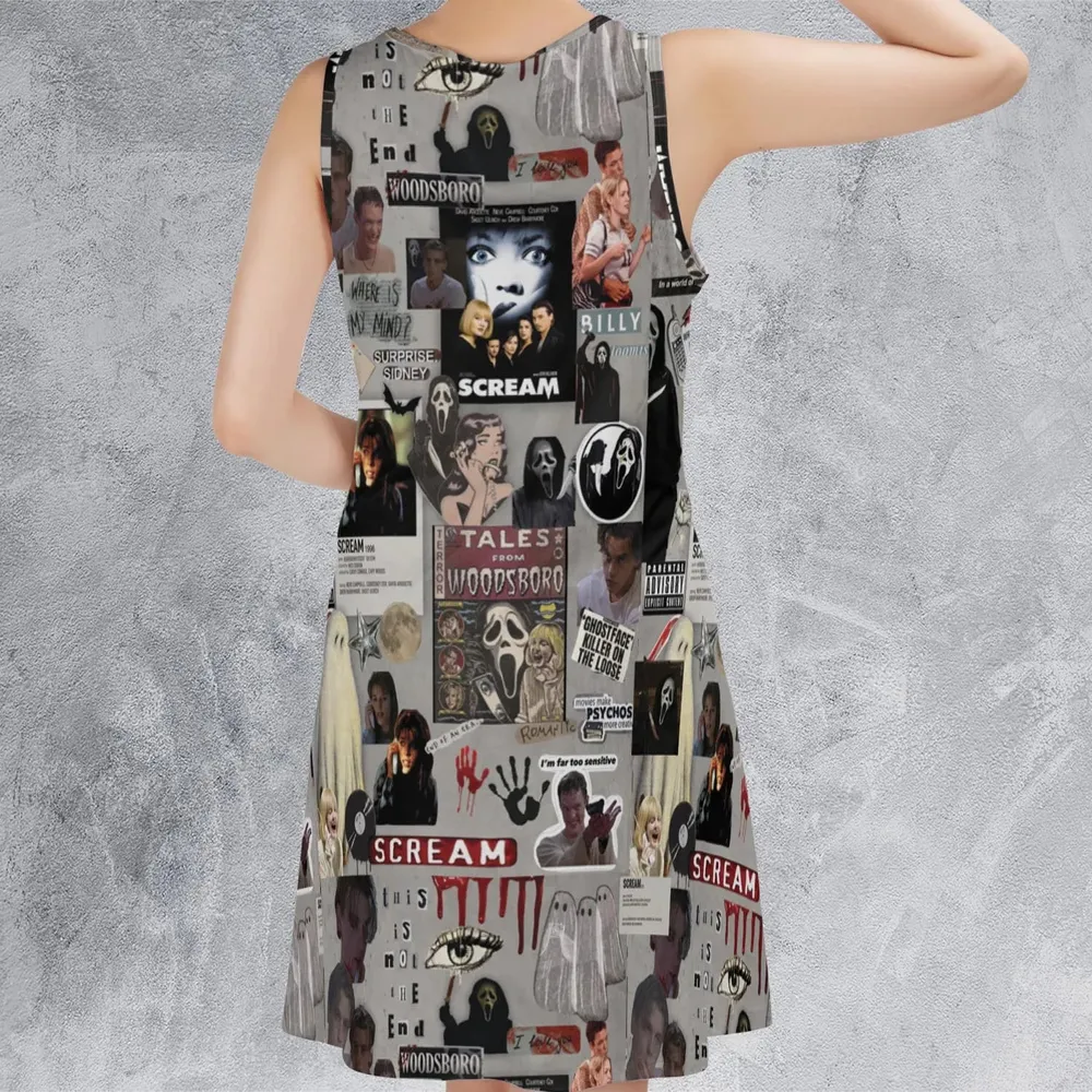 Crime Scene Scream Aesthetic Pattern Sleeveless Dress - 3