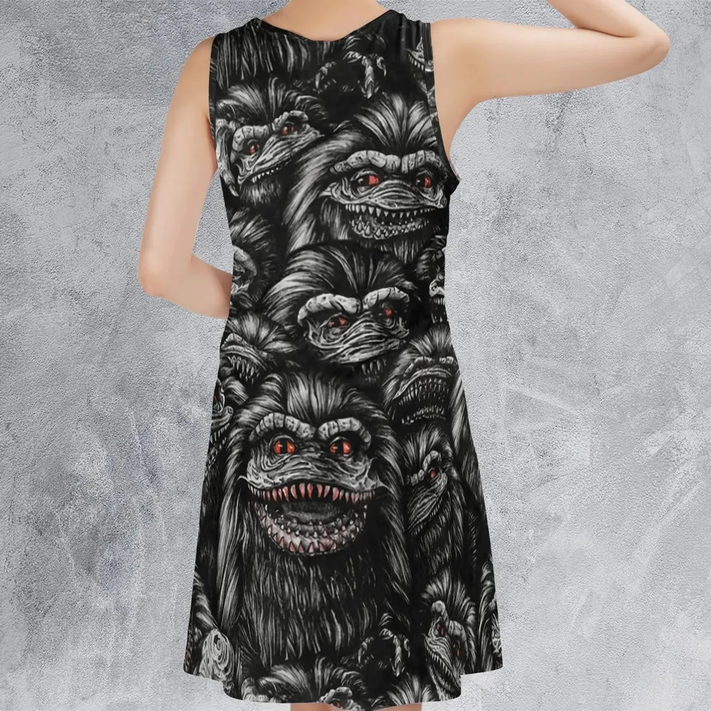 Critters Pattern Halloween Sleeveless Dress - 3