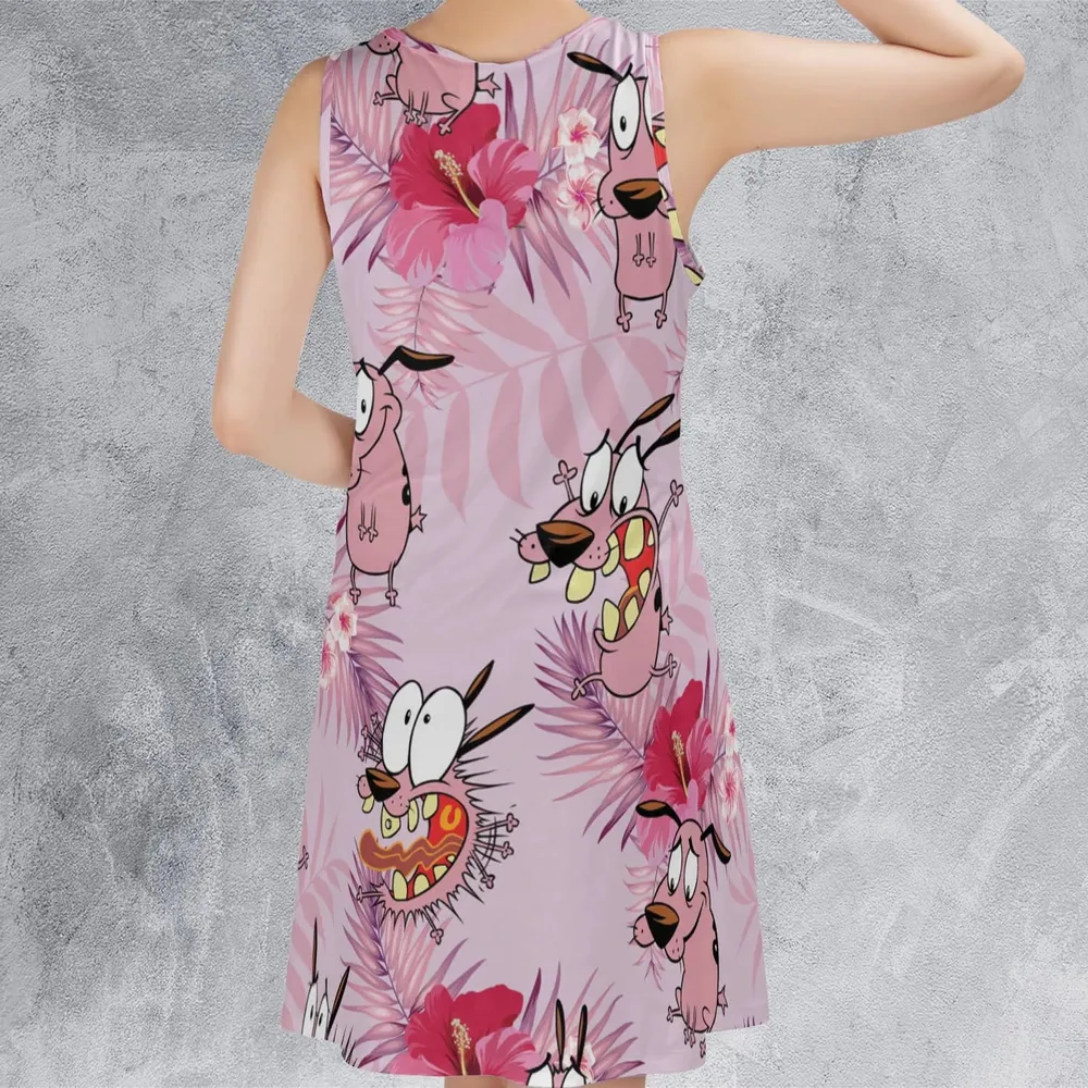 Courage the Cowardly Dog Floral Tropical Sleeveless Dress - 3