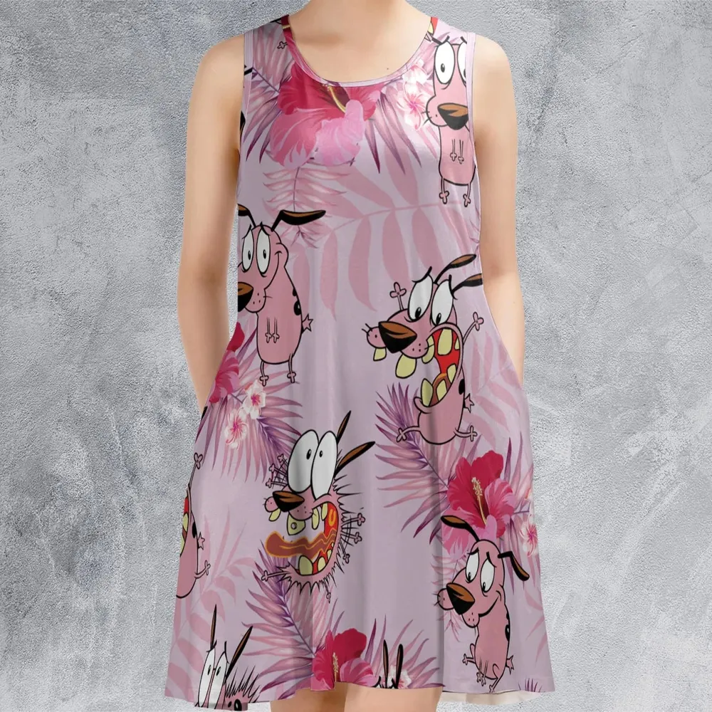 Courage the Cowardly Dog Floral Tropical Sleeveless Dress - 2