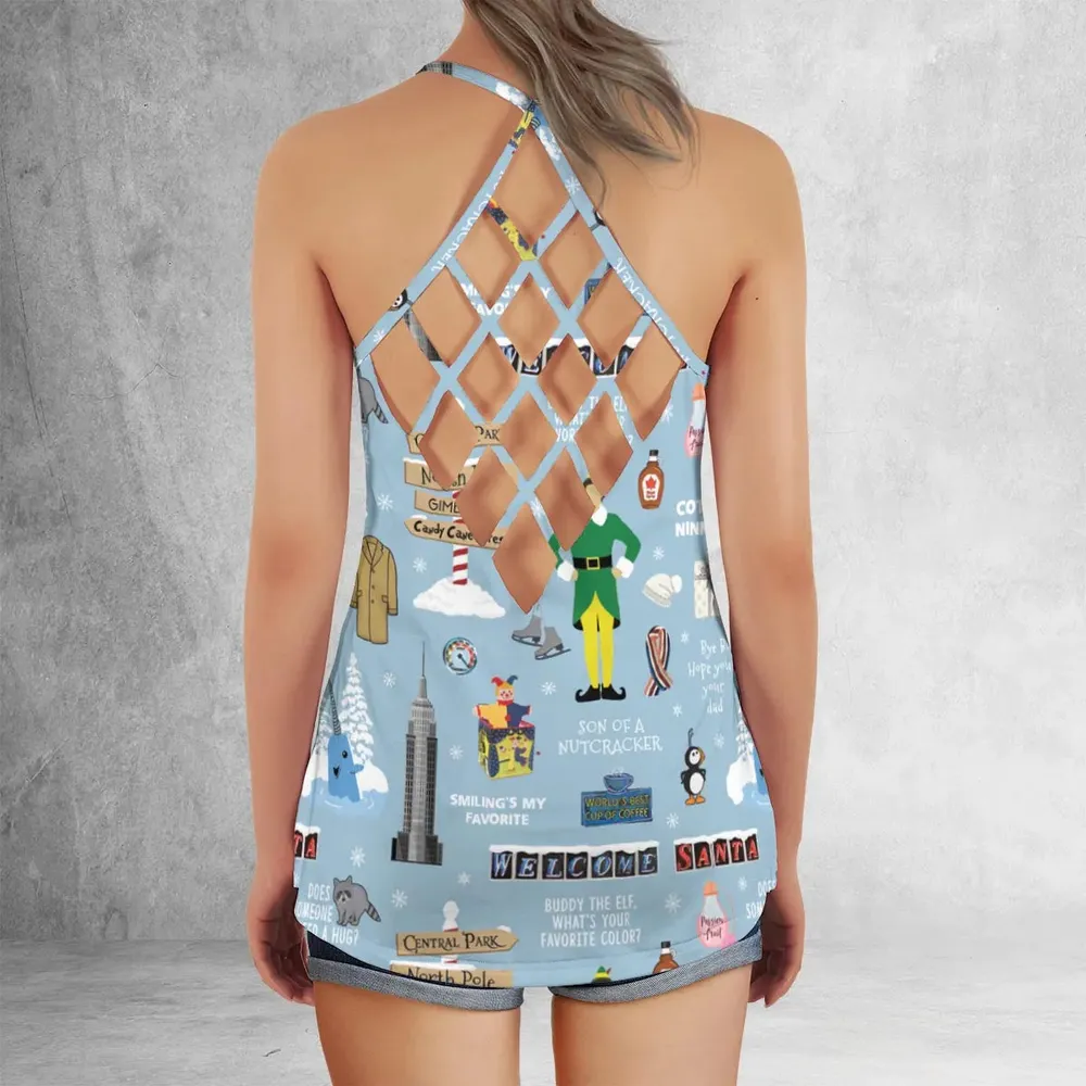 Buddy the ELF Quotes Christmas Criss Cross Tank Top - 3