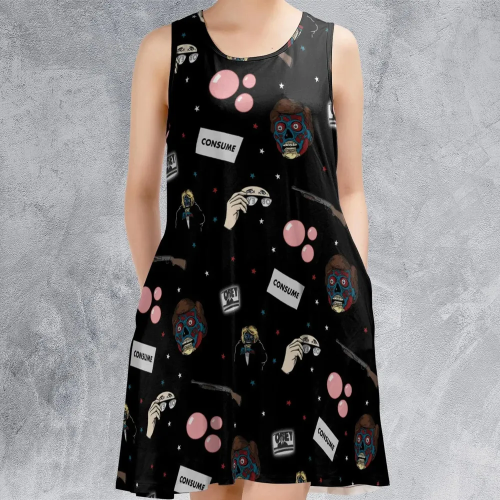 Consume They Live Patterns Sleeveless Dress - 2