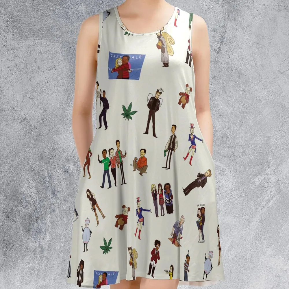 Community Characters Costumes Pattern Sleeveless Dress - 2