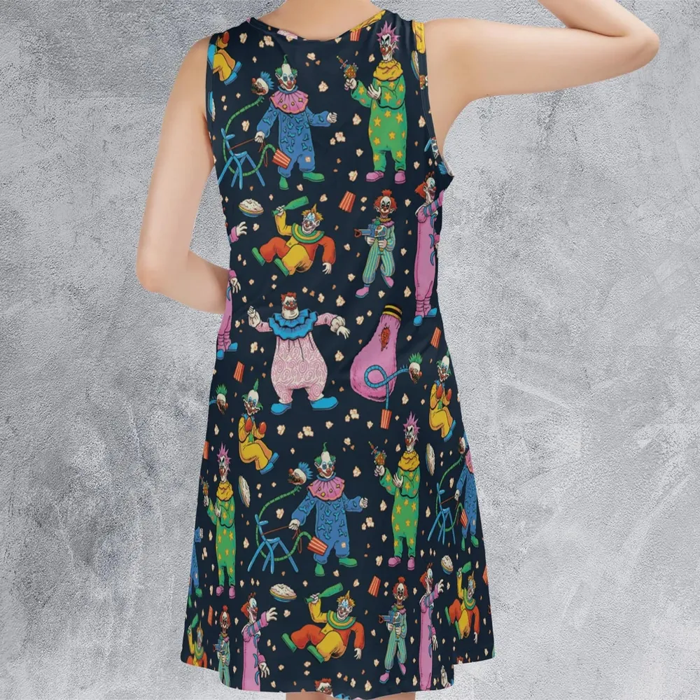 Clowns Popcorn Killer Klowns from Outer Space Pattern Sleeveless Dress - 3