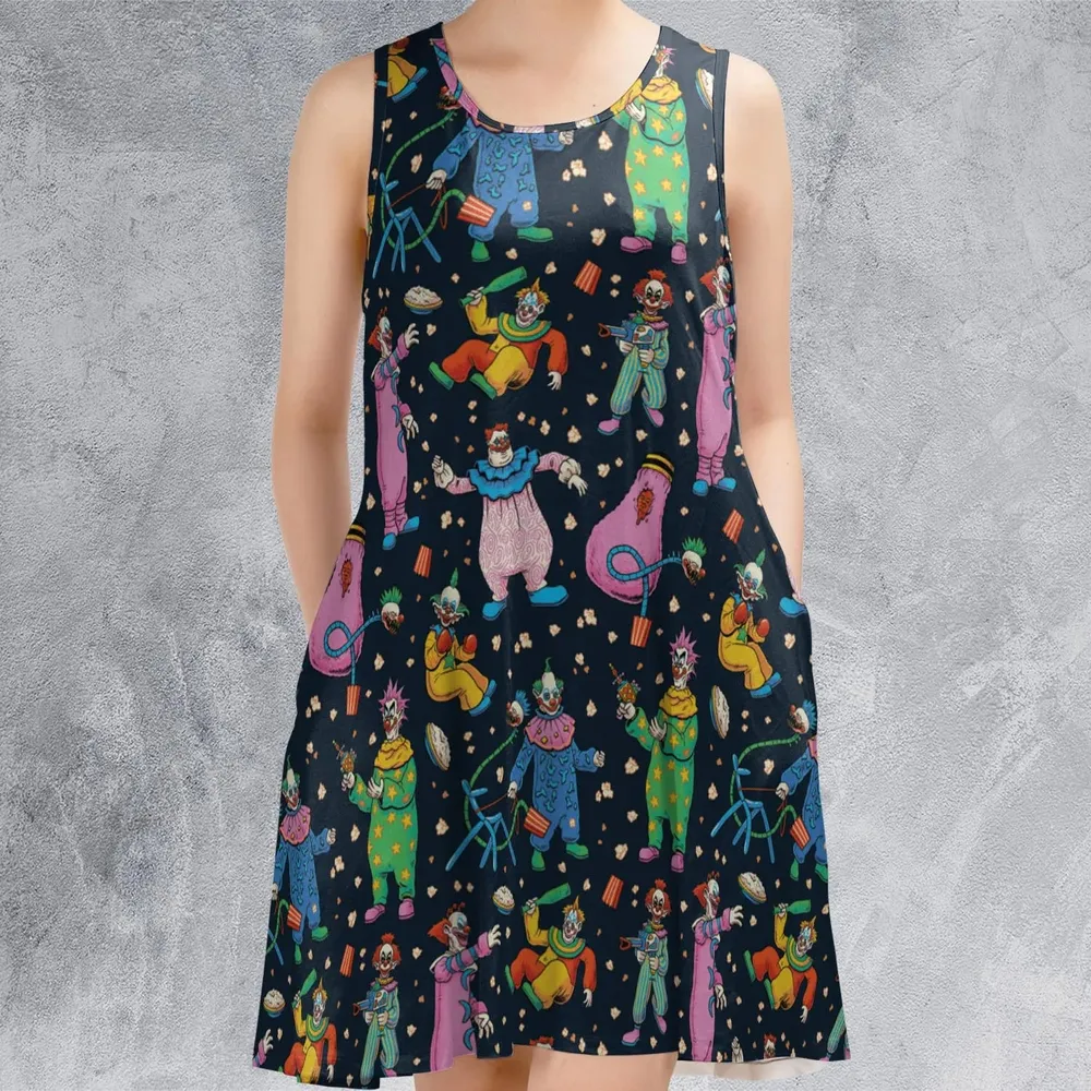 Clowns Popcorn Killer Klowns from Outer Space Pattern Sleeveless Dress - 2