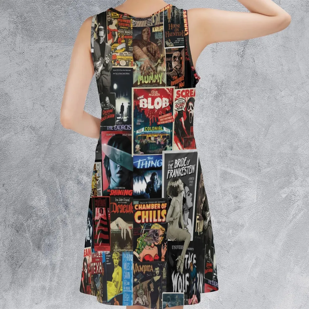 Classic Horror Movie Posters Monster Universal Scream Ghostface The Thing Sleeveless Dress - 3