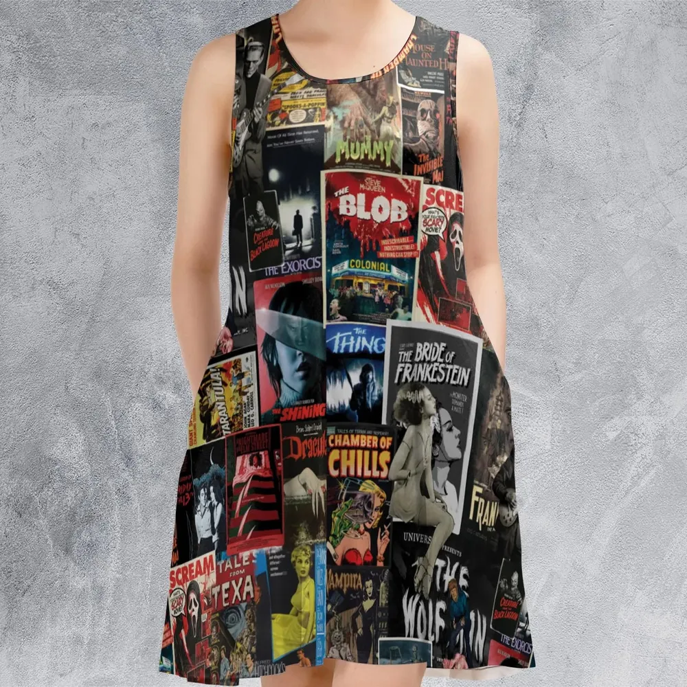 Classic Horror Movie Posters Monster Universal Scream Ghostface The Thing Sleeveless Dress - 2