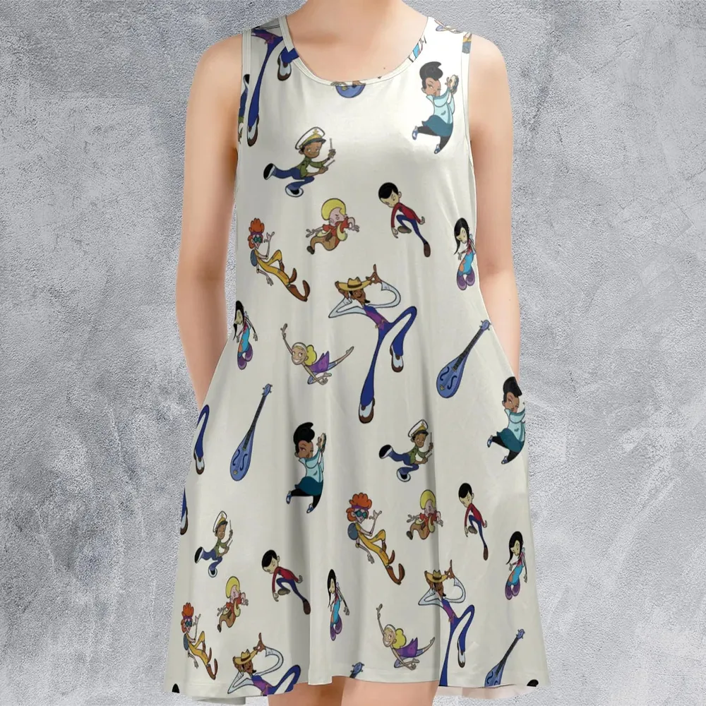 Class Of 3000 Characters Pattern Sleeveless Dress - 2