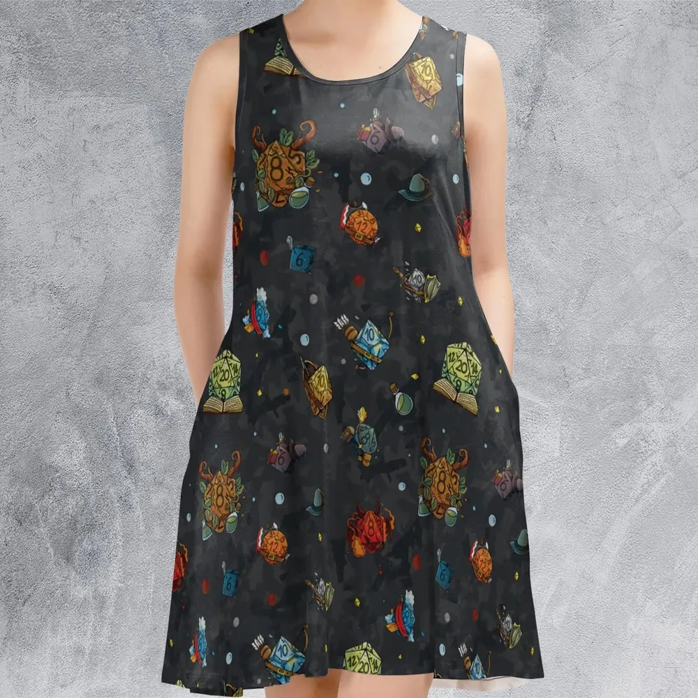 Class Dices DND Pattern Sleeveless Dress - 2