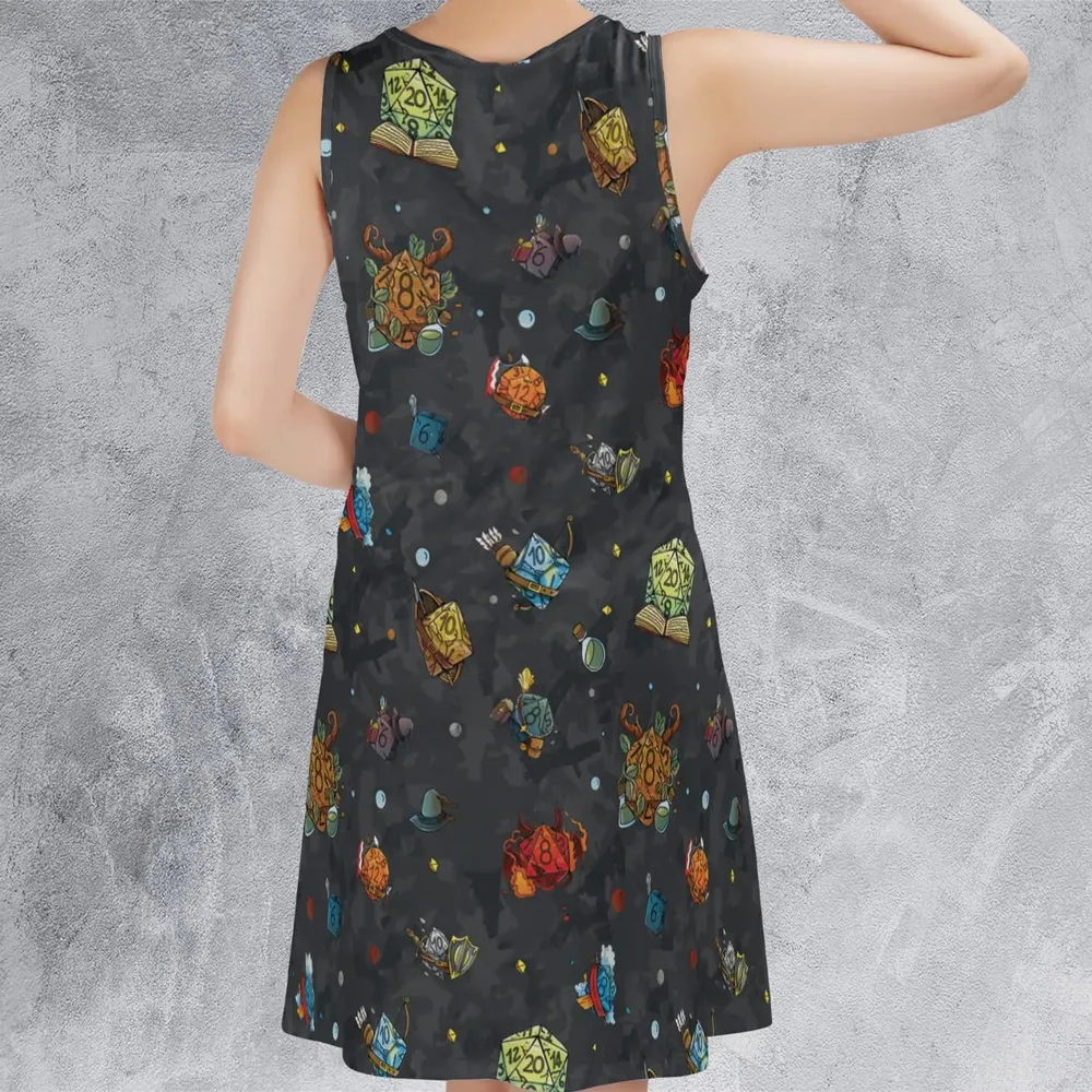 Class Dices DND Pattern Sleeveless Dress - 3