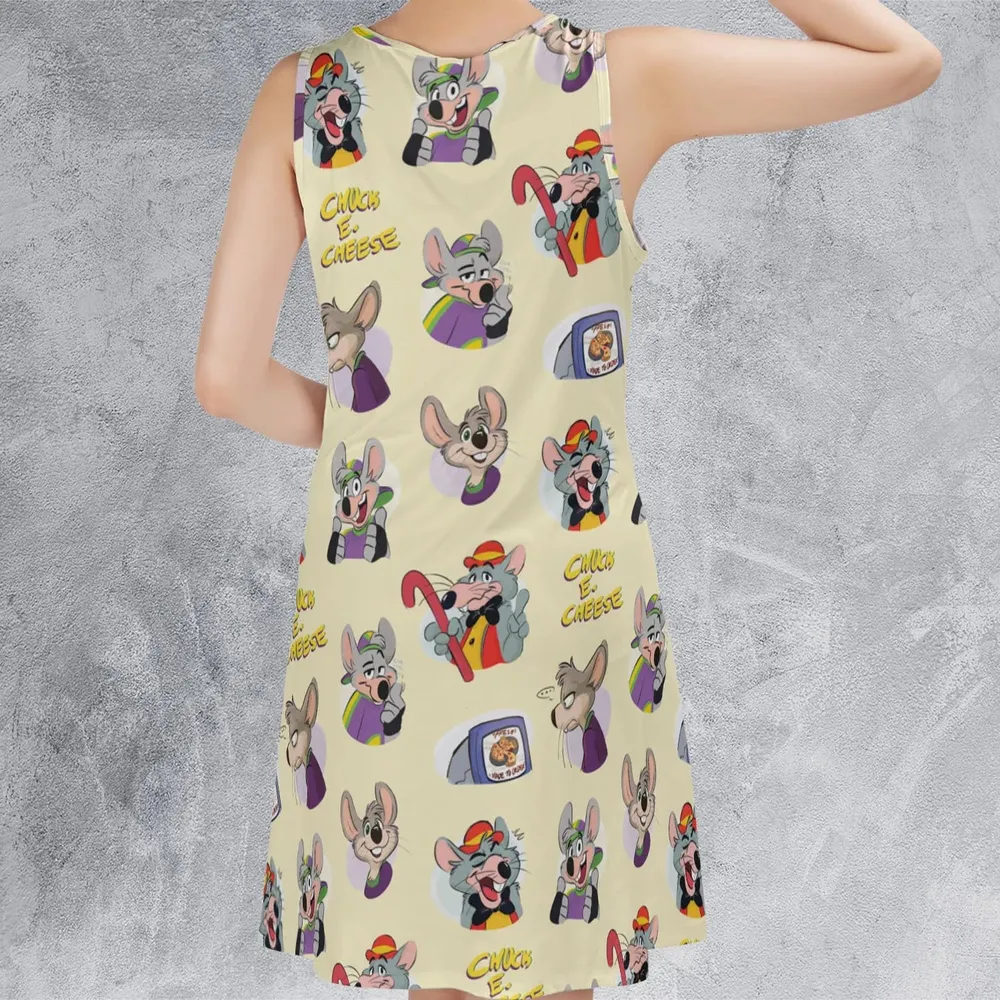 Chuck E. Cheese Pattern Sleeveless Dress - 3