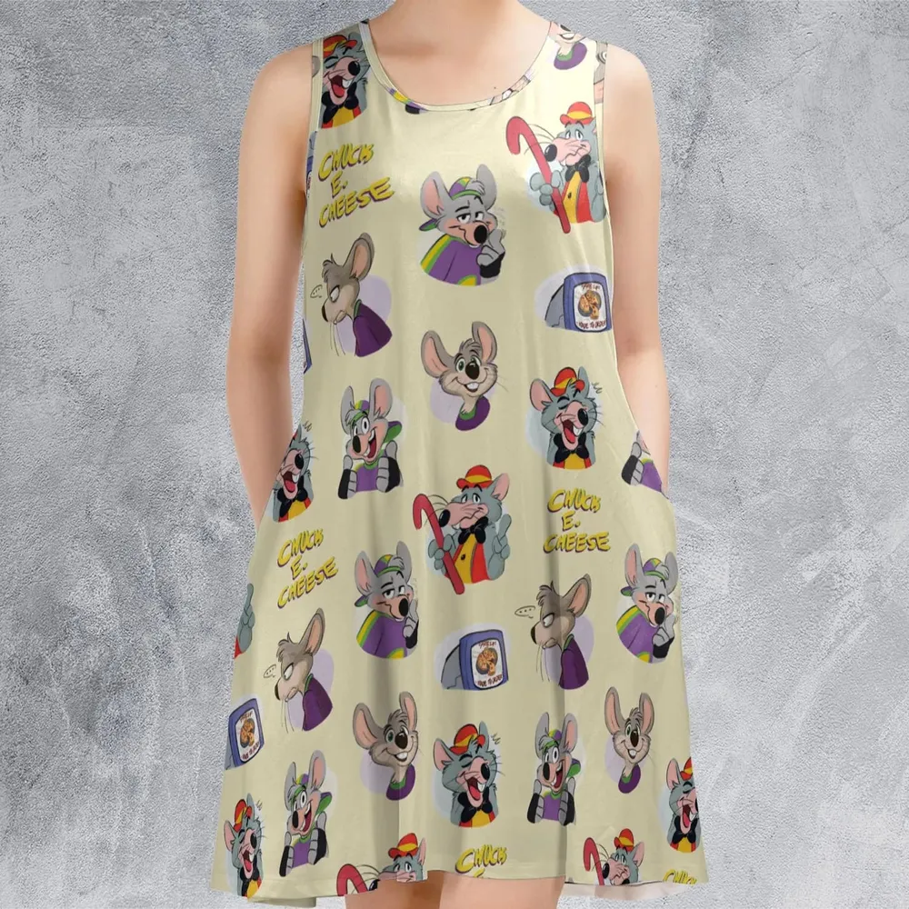 Chuck E. Cheese Pattern Sleeveless Dress - 2
