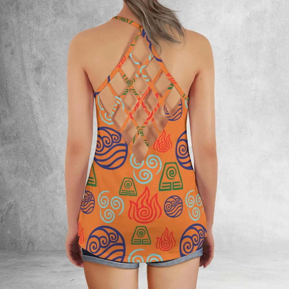 Bending Elements Avatar Button Up Criss Cross Tank Top - 3