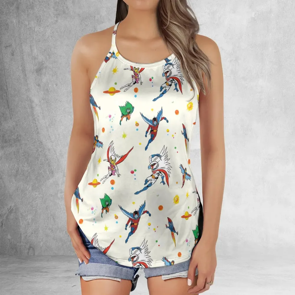 Battle of the Planets Pattern Criss Cross Tank Top - 2