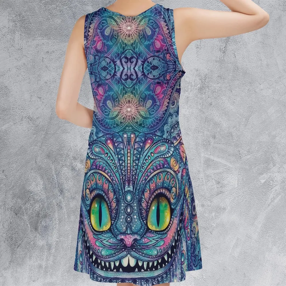 Cheshire Cat Alice In Wonderland Sleeveless Dress - 3