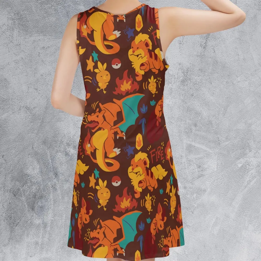 Charizard Arcanine Torchic Fire Pokemon Sleeveless Dress - 3