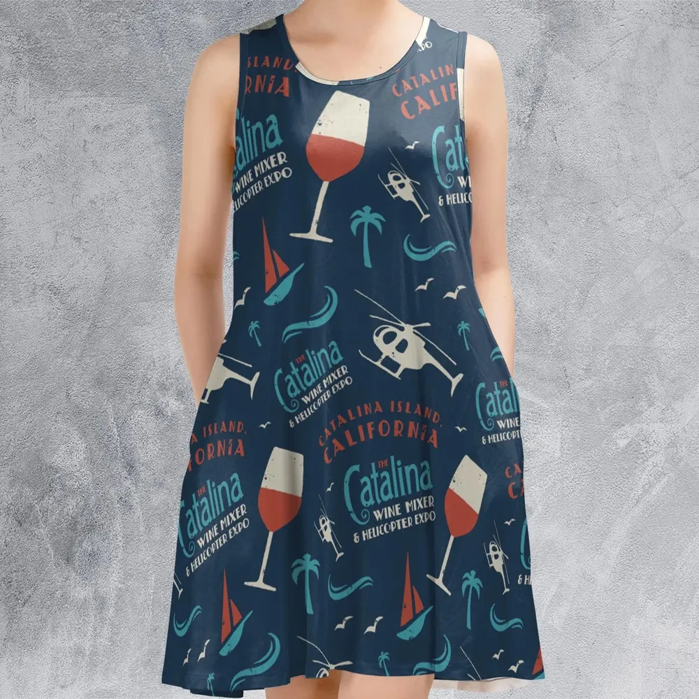 Catalina Wine Mixer Pattern Sleeveless Dress - 2
