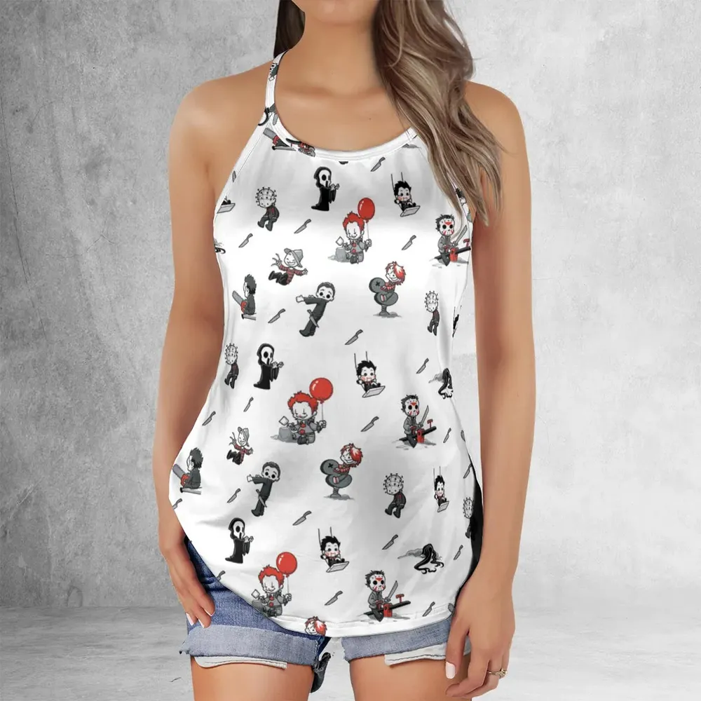 Baby Horror Characters Pattern Criss Cross Tank Top - 2