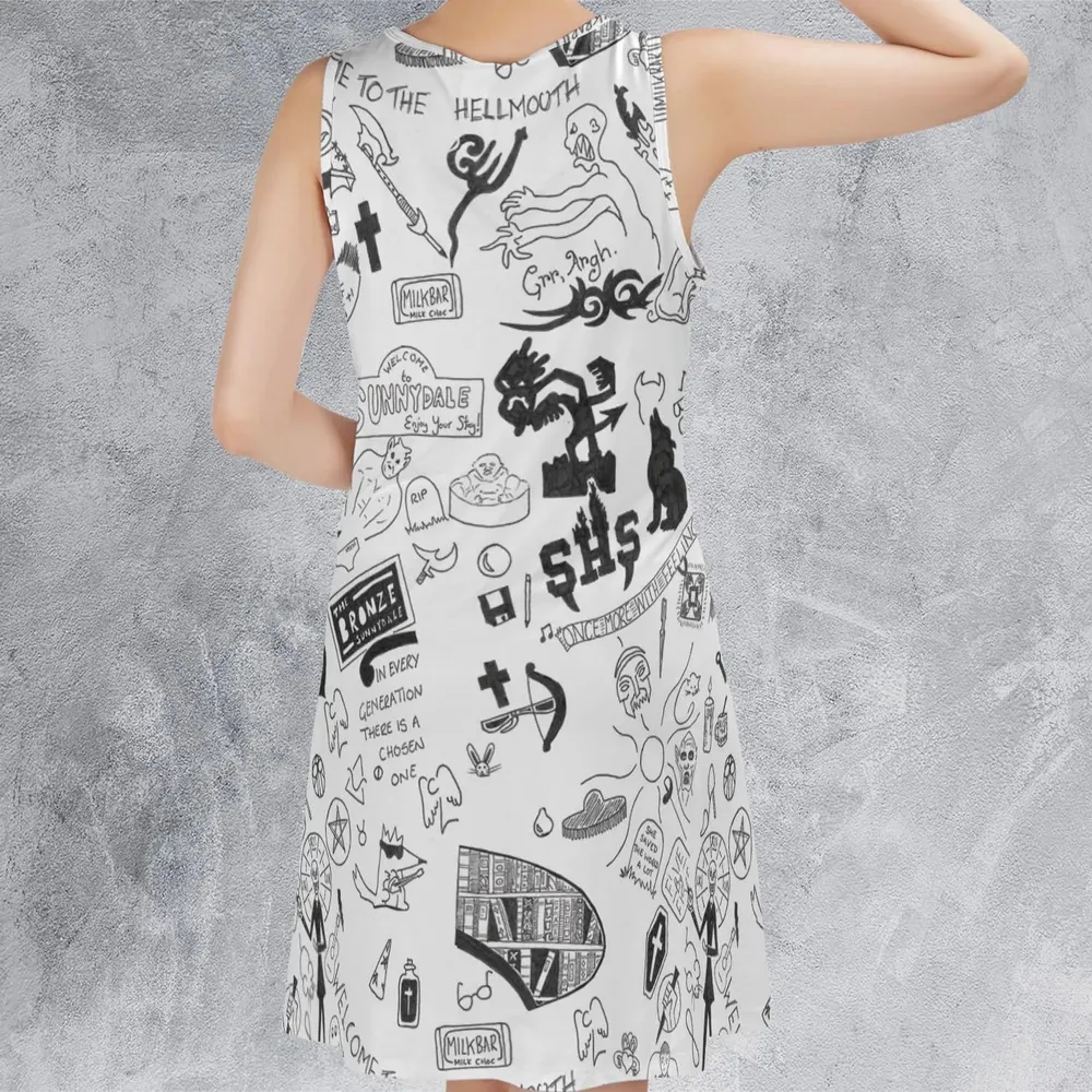 Buffy The Vampire Slayer Pattern Sleeveless Dress - 3
