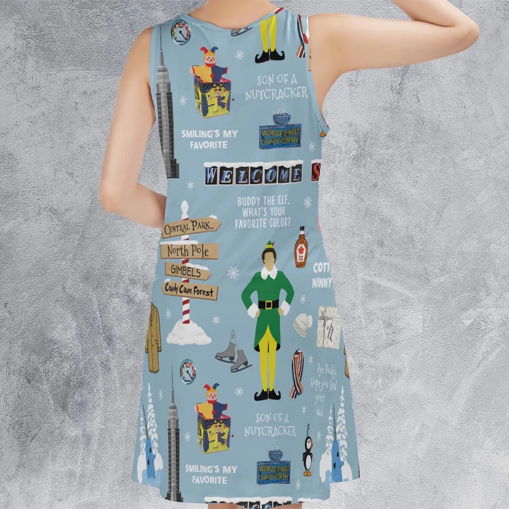 Buddy the ELF Quotes Christmas Sleeveless Dress - 3