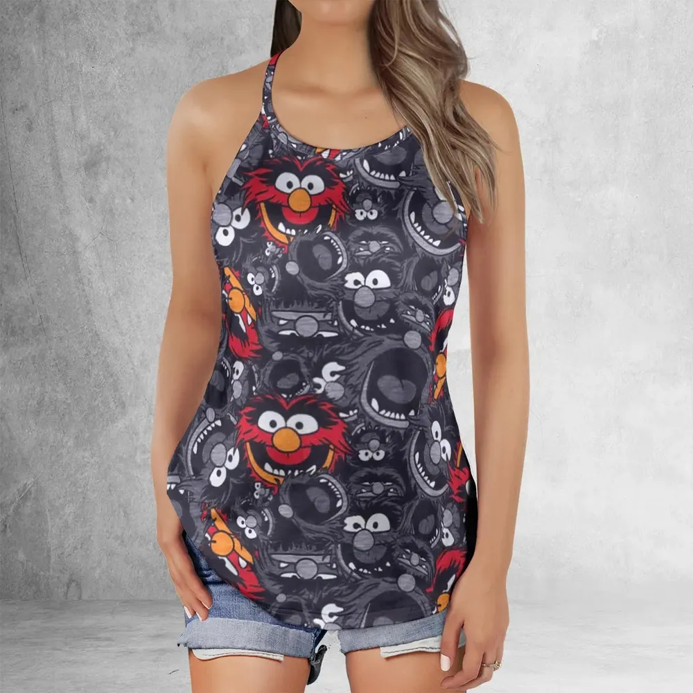 Animal The Muppets Pattern Criss Cross Tank Top - 2
