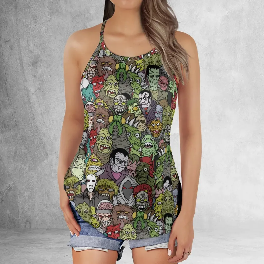 All The Monsters Are Here Criss Cross Tank Top - 2