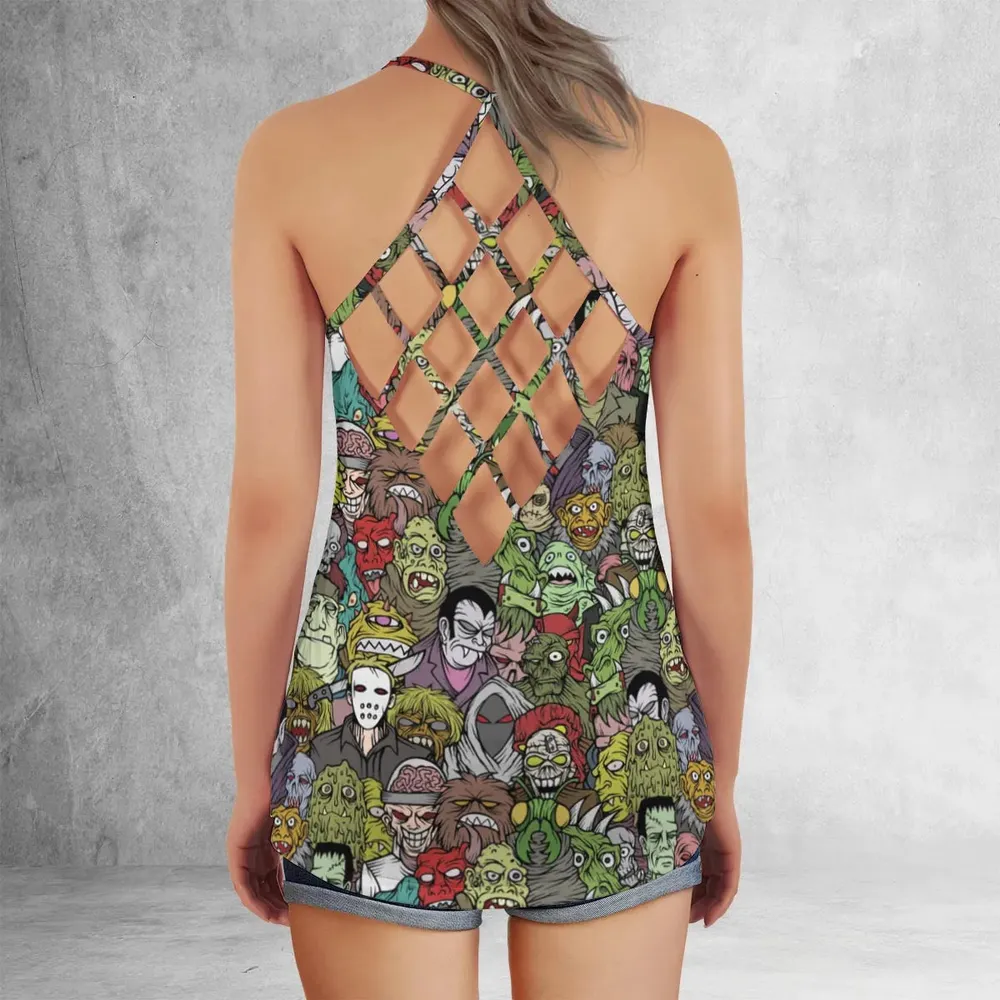 All The Monsters Are Here Criss Cross Tank Top - 3