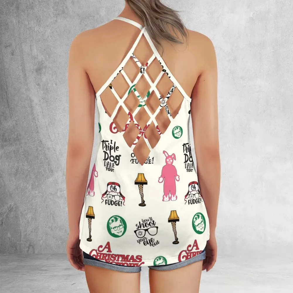 A Christmas Story Pattern Criss Cross Tank Top - 3