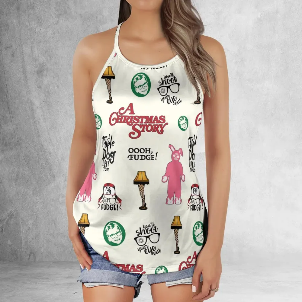 A Christmas Story Pattern Criss Cross Tank Top - 2