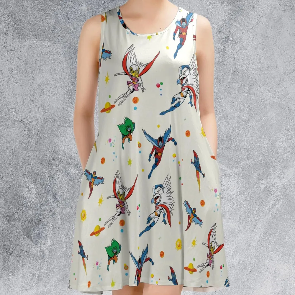 Battle of the Planets Pattern Sleeveless Dress - 2