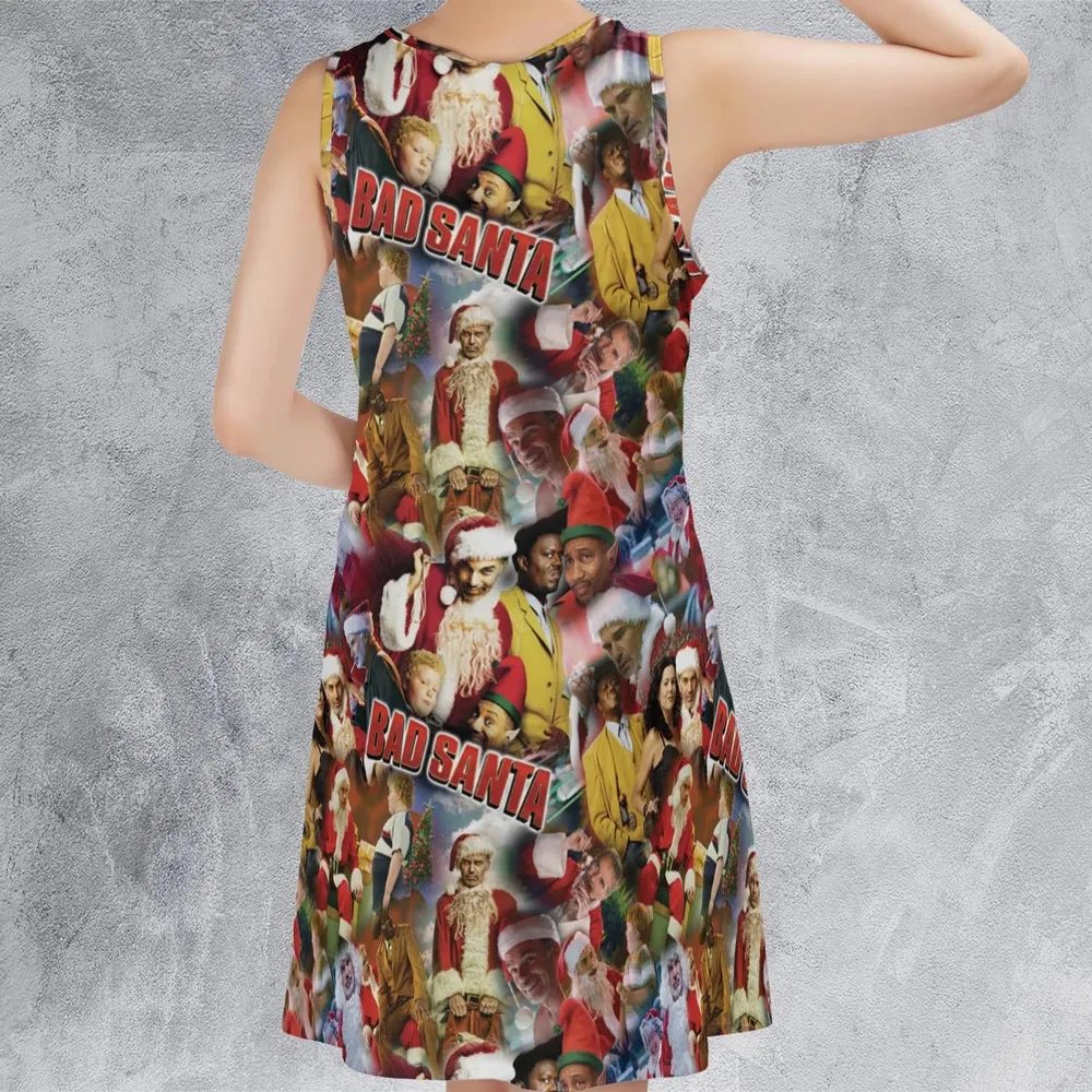 Bad Santa Pattern Sleeveless Dress - 3