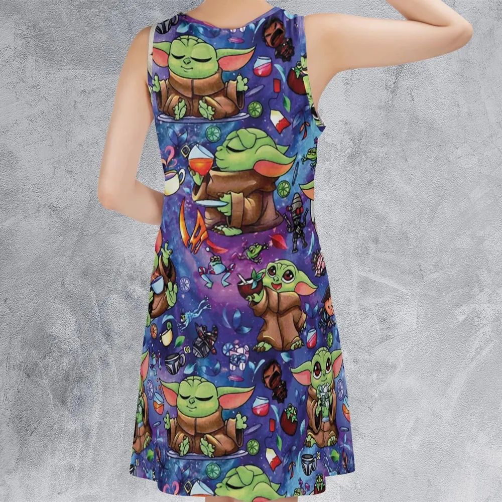 Baby Yoda In the Galaxy Sleeveless Dress - 3
