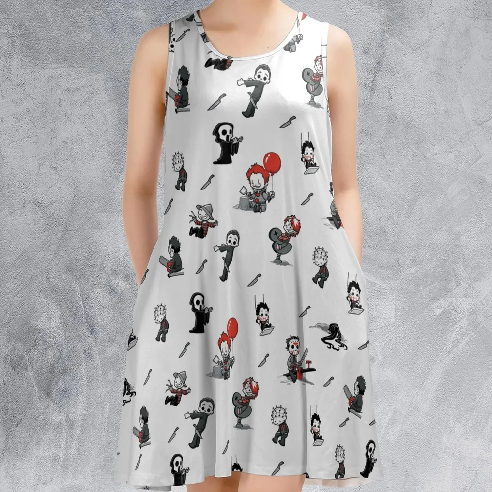 Baby Horror Characters Pattern Sleeveless Dress - 2