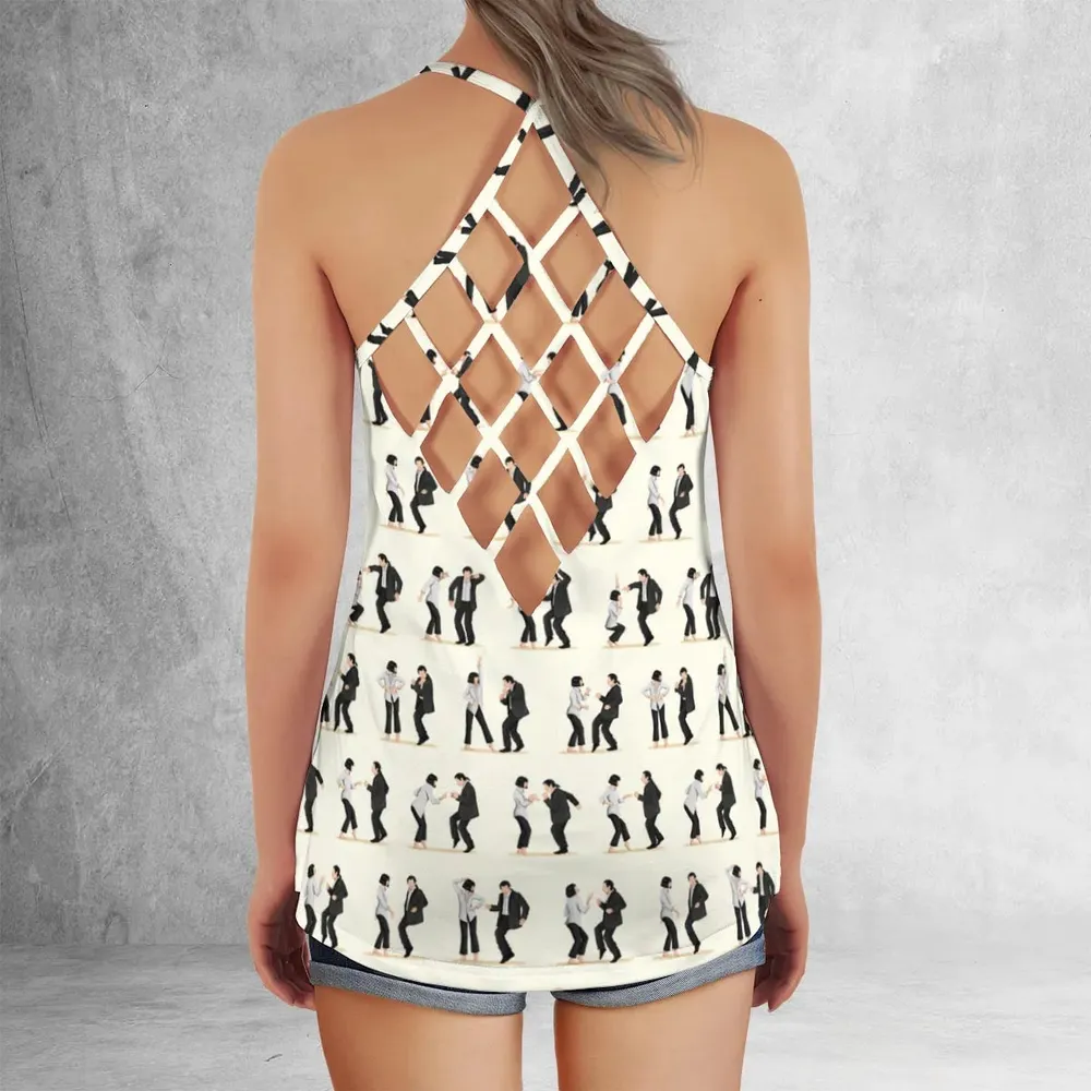 Mia Wallace and Vincent Vega Dance Pulp Fiction Criss Cross Tank Top - 3