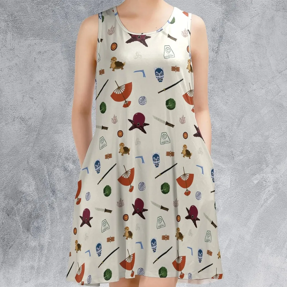 Avatar The Last Airbender Medley Pattern Sleeveless Dress - 2