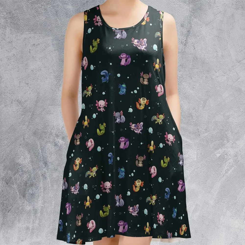 Axolotls Of The World Pattern Sleeveless Dress - 2
