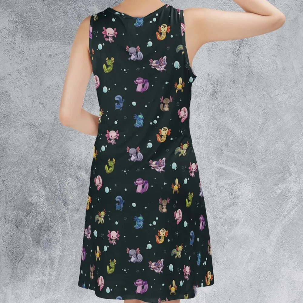 Axolotls Of The World Pattern Sleeveless Dress - 3