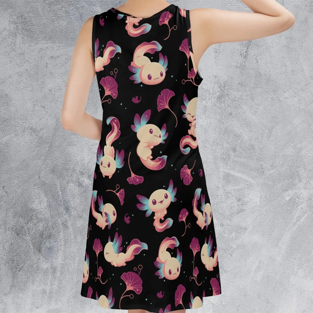 Axolotl Wonders Cute Salamanders Pattern Sleeveless Dress - 3