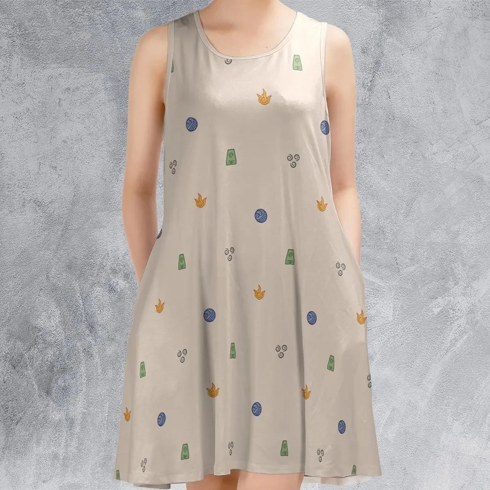 Avatar The Last Airbender Four Elements Pattern Sleeveless Dress - 2