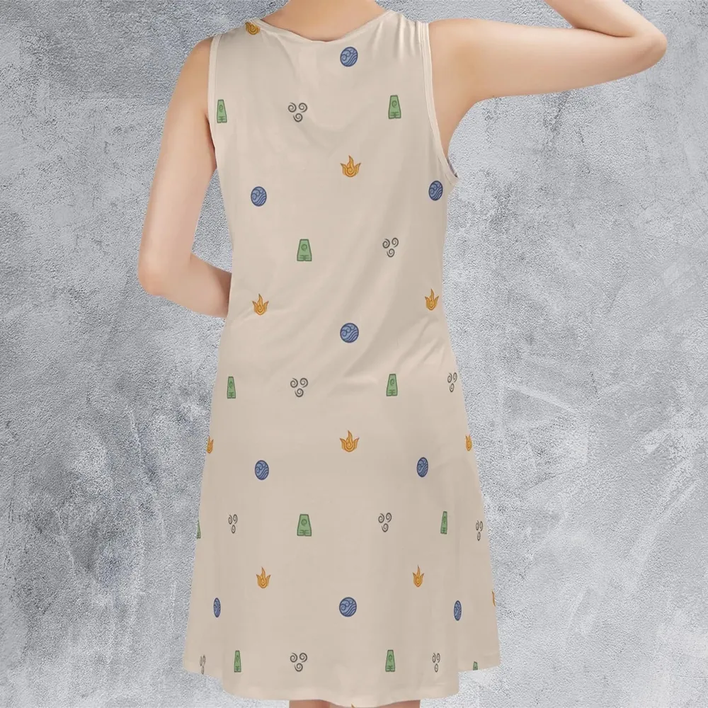 Avatar The Last Airbender Four Elements Pattern Sleeveless Dress - 3