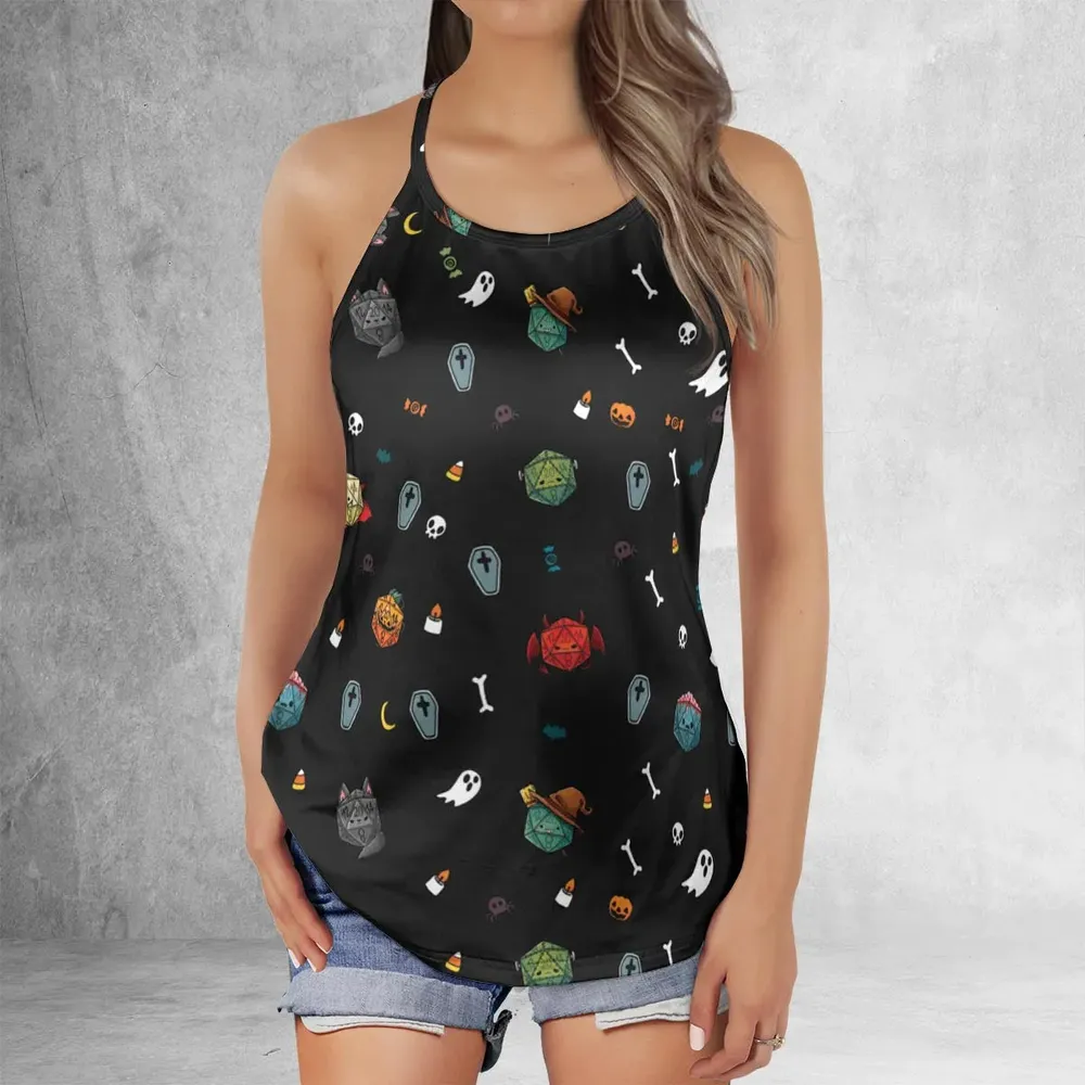 Halloween DND Dices Pattern Criss Cross Tank Top - 2