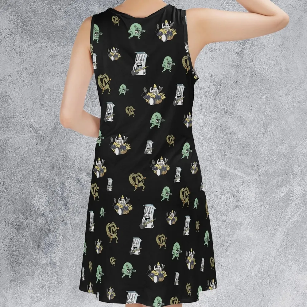 Aqua Teen Hunger Force Pattern Sleeveless Dress - 3