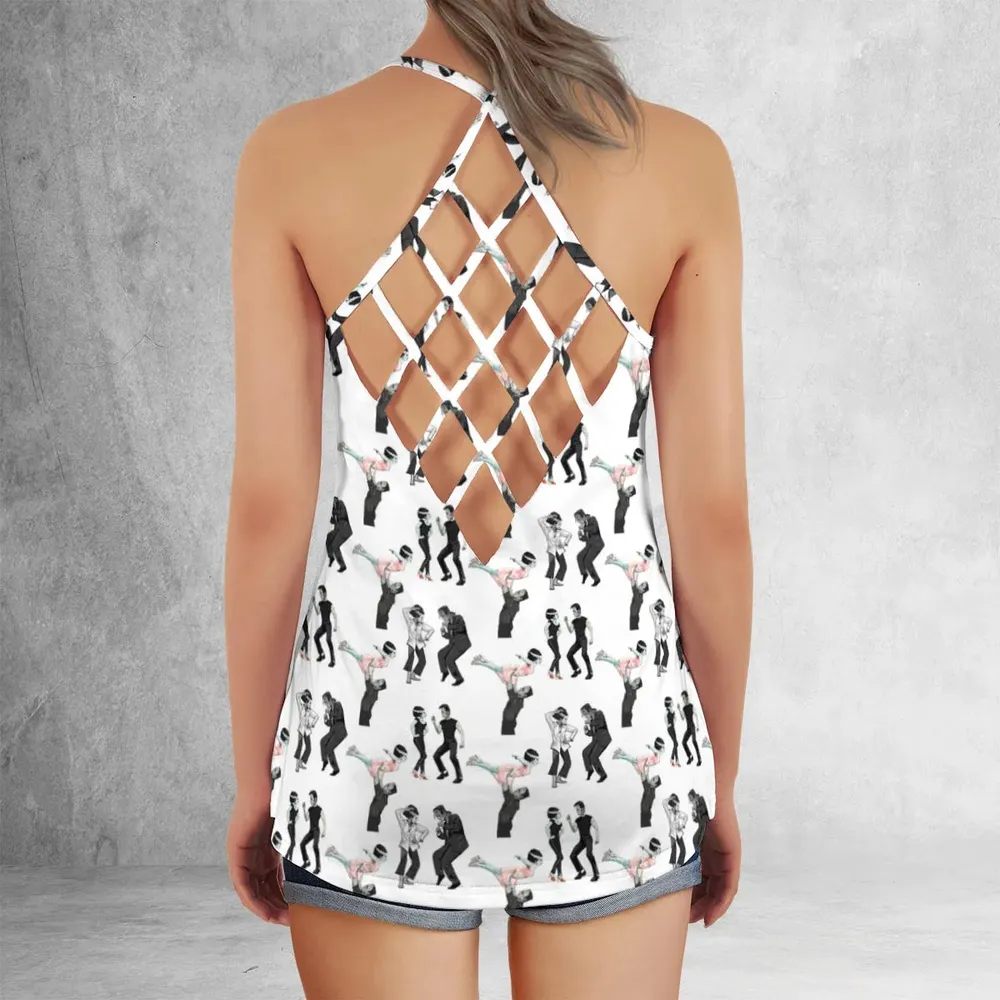 Frankenstein And Bride Dance Movies Dance Scene Mashup Criss Cross Tank Top - 3