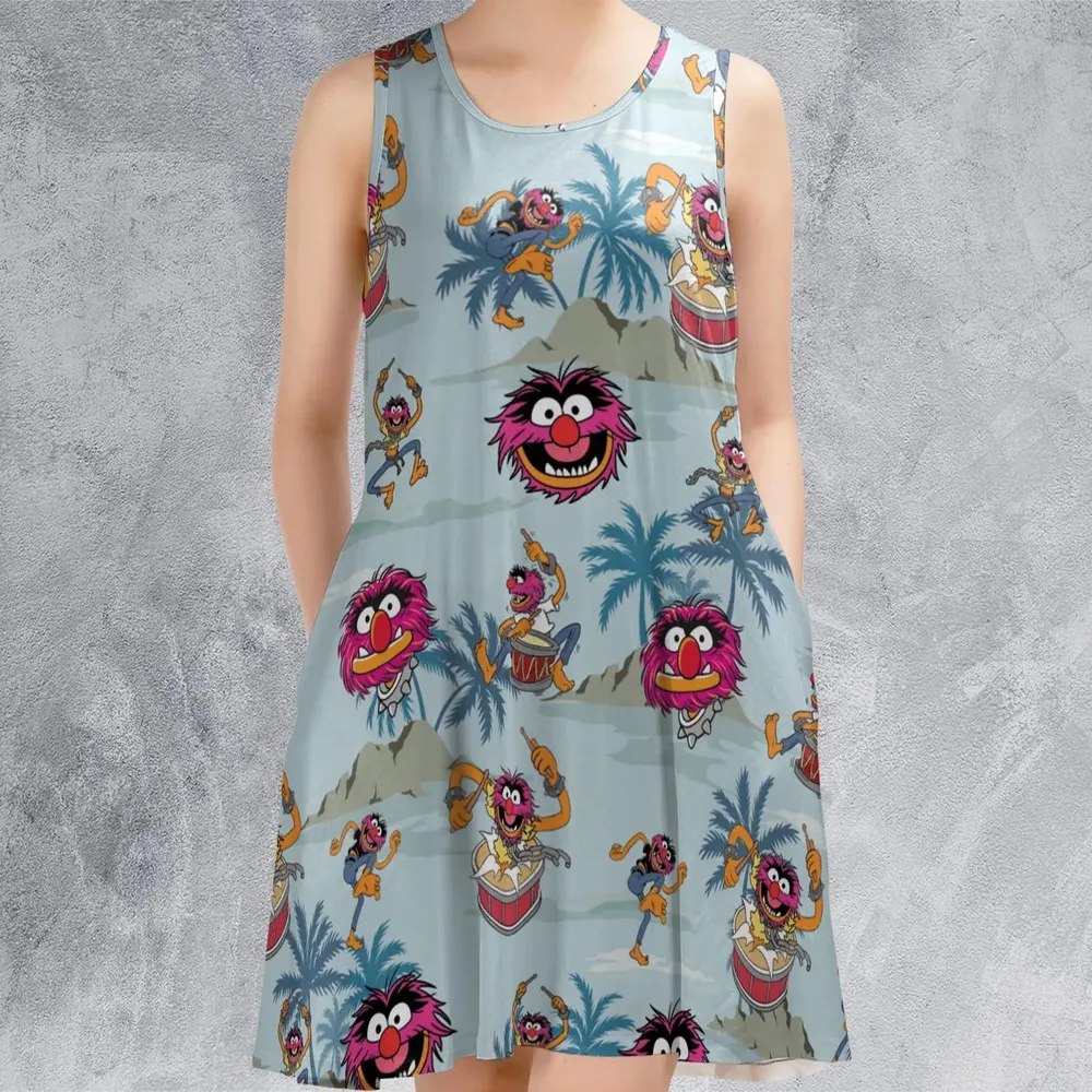 Animal The Muppet Show Drum Tropical Sleeveless Dress - 2