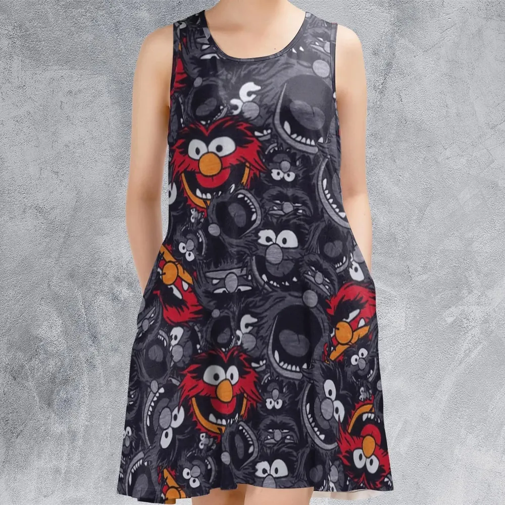 Animal The Muppets Pattern Sleeveless Dress - 2
