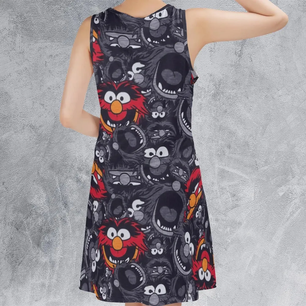 Animal The Muppets Pattern Sleeveless Dress - 3