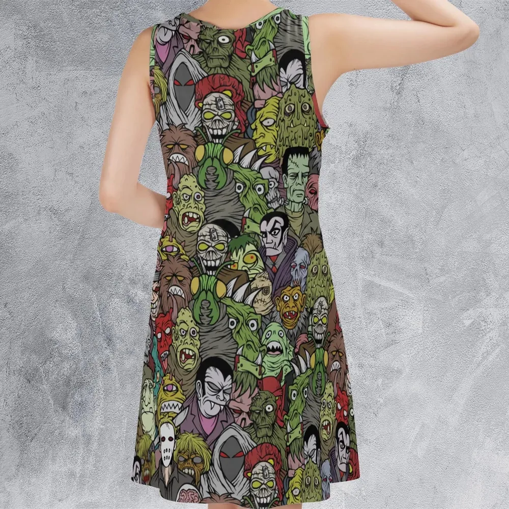 All The Monsters Are Here Sleeveless Dress - 3
