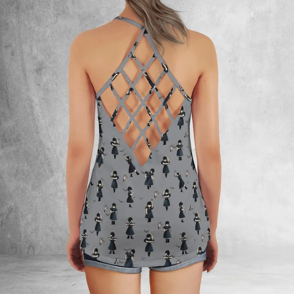 Wednesday Dance Pattern Criss Cross Tank Top - 3