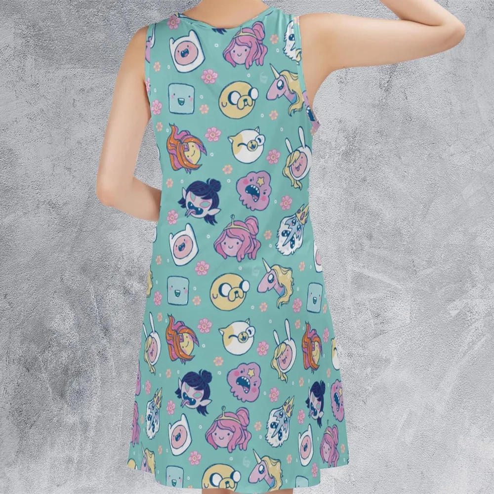 Adventure Time Floral Pattern Sleeveless Dress - 3