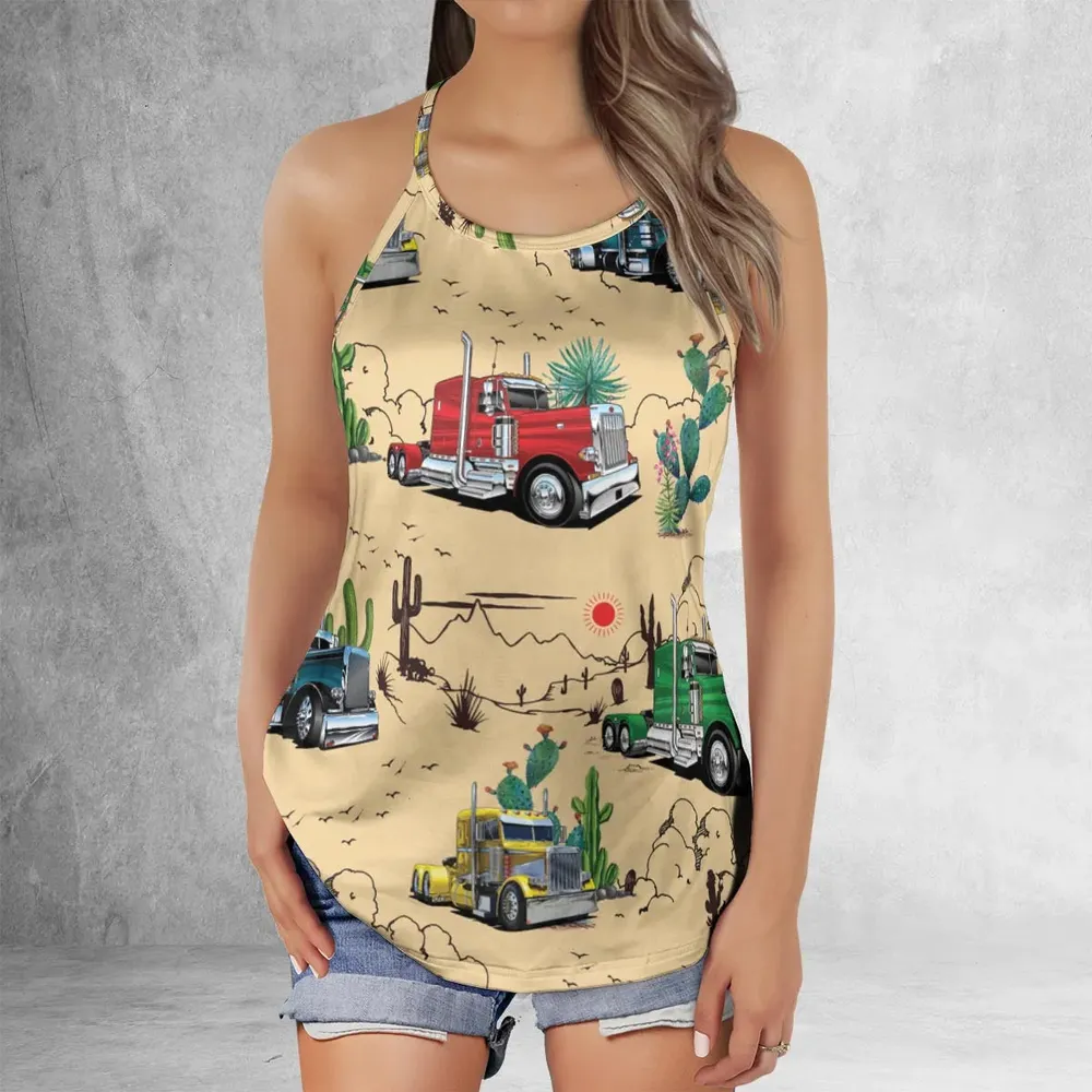 Peterbilt Semi Truck Pattern Criss Cross Tank Top - 2